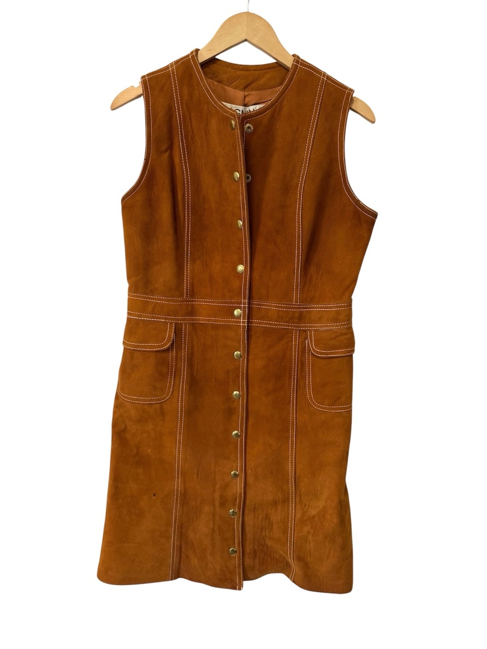 Vintage I Magnin Suede Dress Sleevless Tank 60s 70s Retro Mod Small AS IS